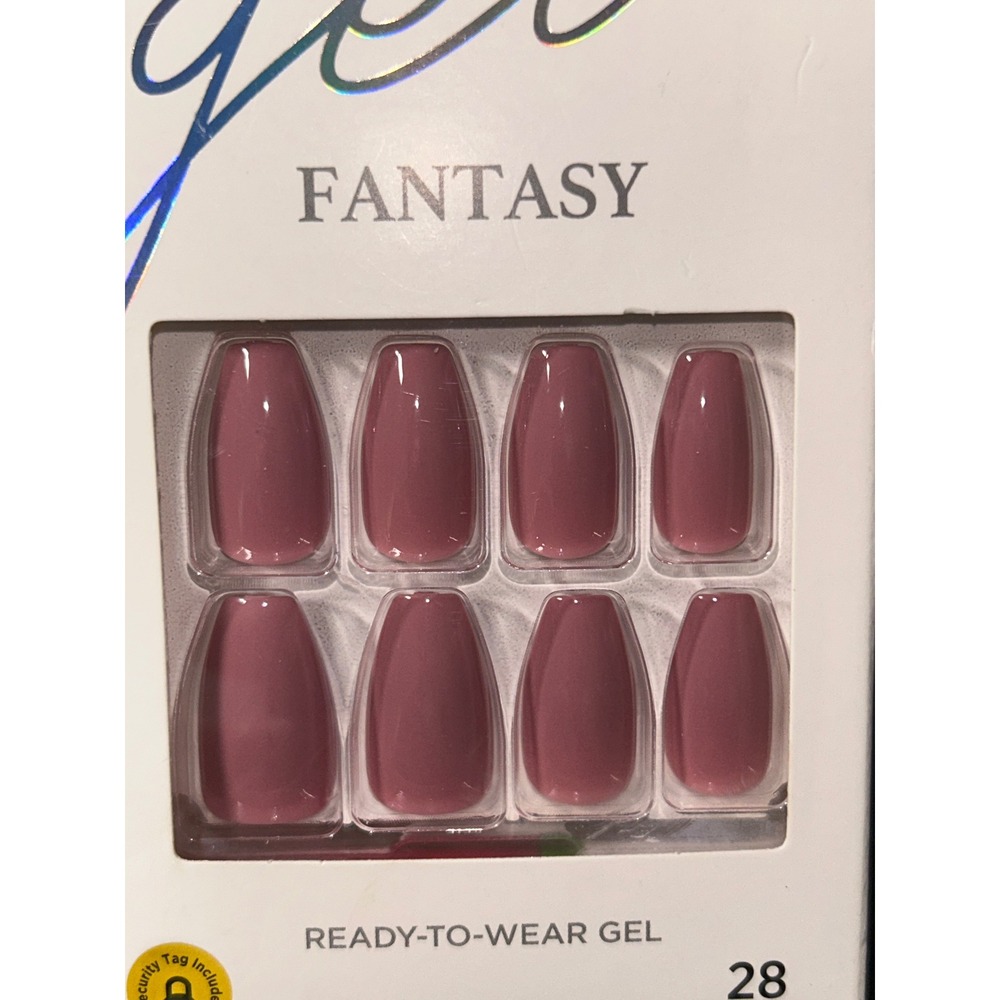 Kiss Gel Fantasy Ready To Wear Gel Nails Medium Length 28 Nails Mauve